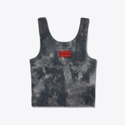 Sree Santhosh Marble Tie Dye Logo Ribbed Tank (Black)
