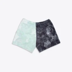 Sree Santhosh Mint/Black Pieced Tie Dye Sweatshorts