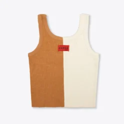 Sree Santhosh Pieced Ribbed Tank (Chalk/Caramel) Best Selling