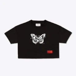 Sree Santhosh CHNGE Logo Butterfly Crop Top (Black)