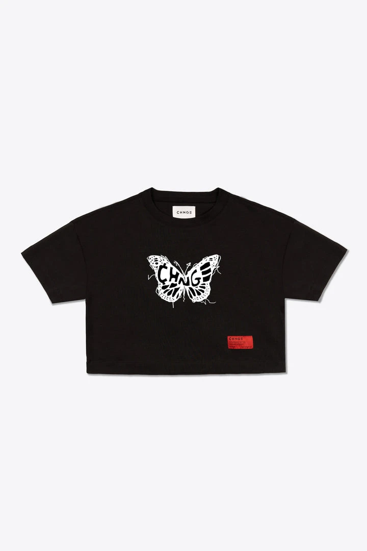 Sree Santhosh CHNGE Logo Butterfly Crop Top (Black) 1 Sree Santhosh CHNGE Logo Butterfly Crop Top (Black)