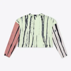 Sree Santhosh Pieced Tie Dye University L/S Crop (Citron/Dusty Rose/Chalk) Best Selling