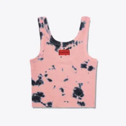 Sree Santhosh Splotch Tie Dye Logo Ribbed Tank (Dusty Rose)
