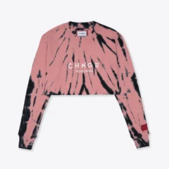 Sree Santhosh Best Selling Tie Dye CHNGE Worldwide Crop L/S Thermal (Dusty Rose)