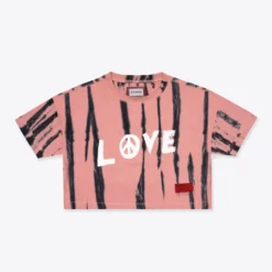 Sree Santhosh Best Selling Tie Dye Love Peace S/S Crop (Dusty Rose)