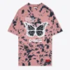 Sree Santhosh Best Selling Tie Dye Butterfly Logo T-Shirt Dress (Dusty Rose/Black)