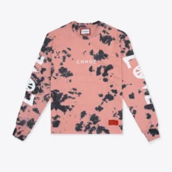 Sree Santhosh Tie Dye Love Peace Cuffed L/S T-Shirt (Dusty Rose/Black)