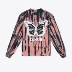 Sree Santhosh Tie Dye Butterfly Cuffed L/S T-Shirt (Dusty Rose/Black) Best Selling