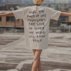 Sree Santhosh Power Of Love T-Shirt Dress (Chalk) Best Selling