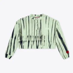 Sree Santhosh Best Selling Tie Dye Butterfly L/S Cuffed Henley Crop (Citron)