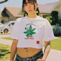 Sree Santhosh Best Selling Cannabis Equity S/S Crop (White)