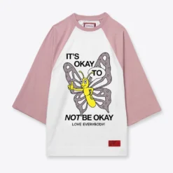 Sree Santhosh Best Selling Okay Raglan Tee (White/Dusty Mauve)