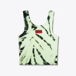 Sree Santhosh Tiger Stripe Tie Dye Logo Ribbed Tank (Lime)