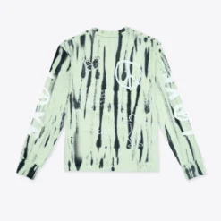 Sree Santhosh Best Selling Tie Dye Love Peace Cuffed L/S T-Shirt (Pistachio/Black)