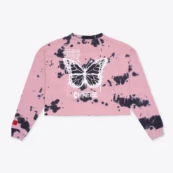 Sree Santhosh Tie Dye Butterfly L/S Cuffed Henley Crop (Mauve) Best Selling