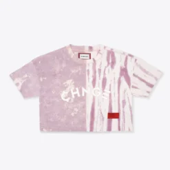 Sree Santhosh Tie Dye Pieced University S/S Crop (Mauve/Chalk) Best Selling