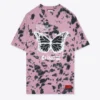 Sree Santhosh Best Selling Tie Dye Butterfly Logo T-Shirt Dress (Mauve/Black)