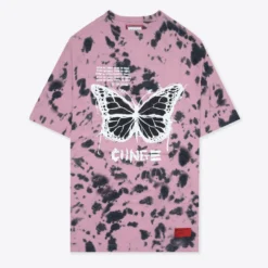 Sree Santhosh Best Selling Tie Dye Butterfly Logo T-Shirt Dress (Mauve/Black)