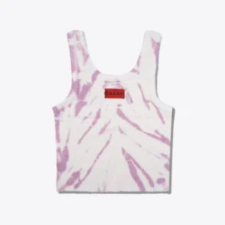 Sree Santhosh Tiger Stripe Tie Dye Logo Ribbed Tank (Mauve/Chalk) Best Selling