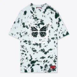 Sree Santhosh Tie Dye Butterfly Logo T-Shirt Dress (Mint/Black)