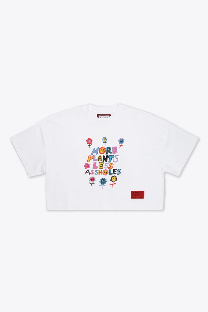 Sree Santhosh More Plants Less Assholes S/S Crop (White) 1 Sree Santhosh More Plants Less Assholes S/S Crop (White)