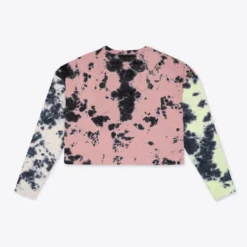 Sree Santhosh Pieced Tie Dye University L/S Crop (Citron/Mauve/Chalk) Best Selling