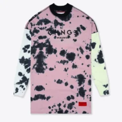 Sree Santhosh Tie Dye Pieced CHNGE Worldwide L/S T-Shirt Dress (Mint/Mauve/Lime) Best Selling