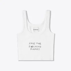Chnge-nyc Save The F*cking Planet Ribbed Tank (White) Best Selling