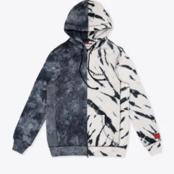 Sree Santhosh Best Selling Black/Chalk Tie Dye Pieced Logo Zip Hoodie