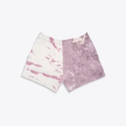 Sree Santhosh Best Selling Mauve/Chalk Pieced Tie Dye Sweatshorts
