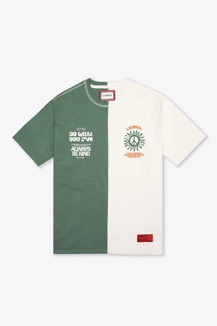 Sree Santhosh Best Selling Happy Love Pieced S/S T-Shirt (Juniper/Chalk) 1 Sree Santhosh Best Selling Happy Love Pieced S/S T-Shirt (Juniper/Chalk)