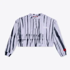 Sree Santhosh Best Selling Tie Dye Butterfly L/S Cuffed Henley Crop (Violet)