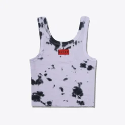 Sree Santhosh Best Selling Splotch Tie Dye Logo Ribbed Tank (Violet)